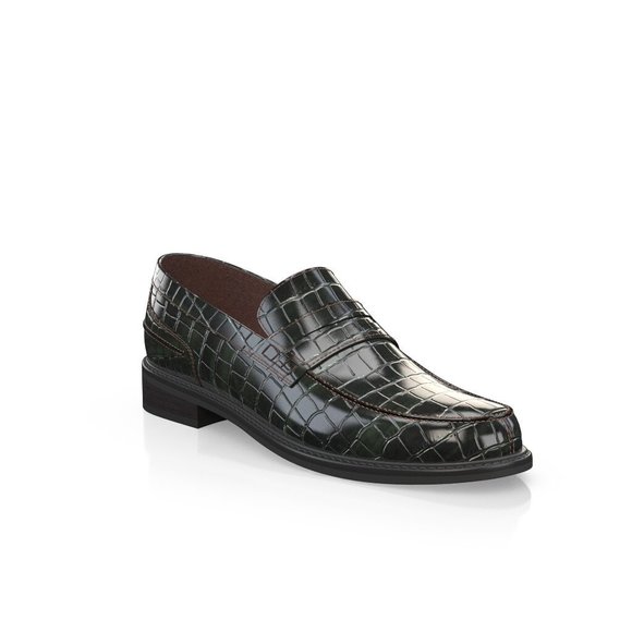 Bashwood Handmade Black Crocodile Pattern Leather Loafer Shoes main image 7